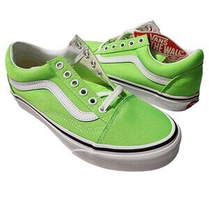 Vans Old‎ Skool (Neon) Gecko Green True White Casual Shoes Sneakers 5.0M/6.5W